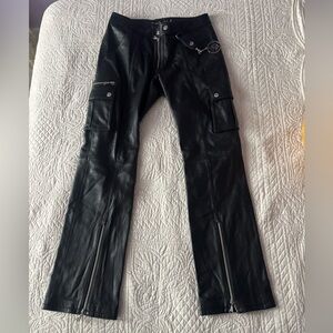 Vintage Baby Phat Black Leather Cargo Zip-Front Pants